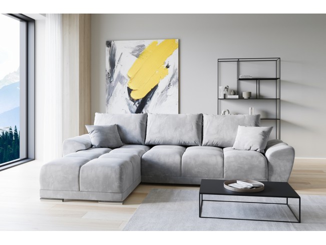 Narożnik Bego L z funkcją spania welur Monolith 84 jasny szary