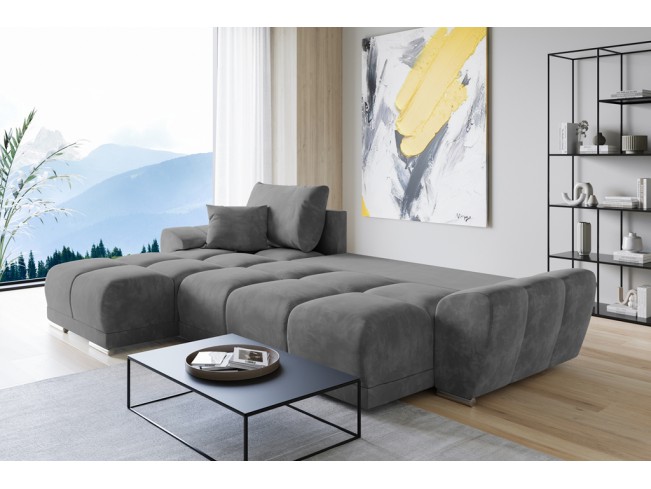 Narożnik Bego L z funkcją spania welur Monolith 85 szary