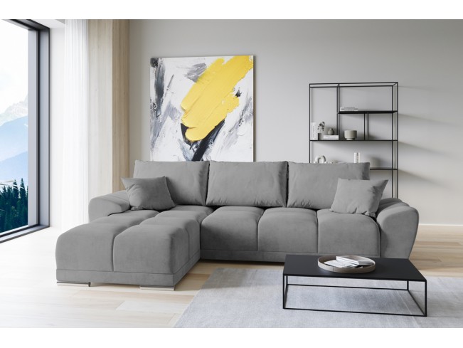 Narożnik Bego L z funkcją spania welur Monolith 85 szary