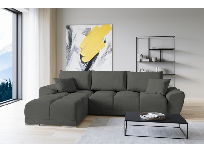 Narożnik Bego L z funkcją spania welur Monolith 92 popielaty