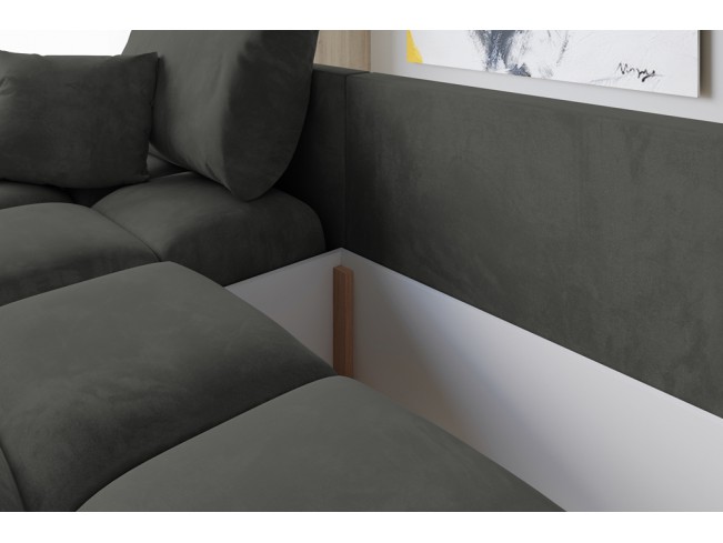 Narożnik Bego L z funkcją spania welur Monolith 92 popielaty