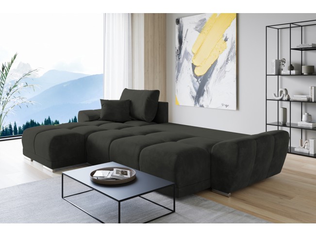 Narożnik Bego L z funkcją spania welur Monolith 95 ciemny szary