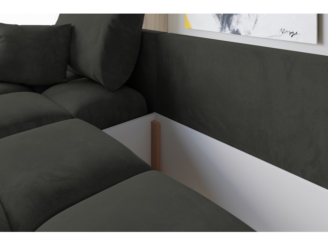 Narożnik Bego L z funkcją spania welur Monolith 95 ciemny szary