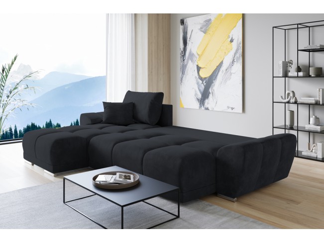 Narożnik Bego L z funkcją spania welur Monolith 97 ciemny grafit