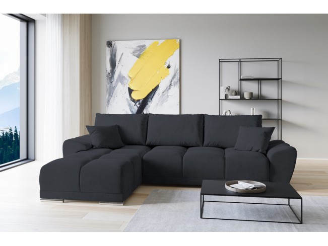 Narożnik Bego L z funkcją spania welur Monolith 97 ciemny grafit