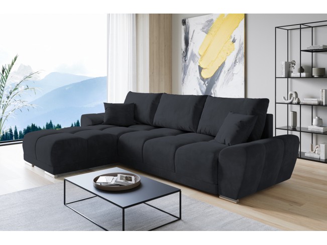 Narożnik Bego L z funkcją spania welur Monolith 97 ciemny grafit