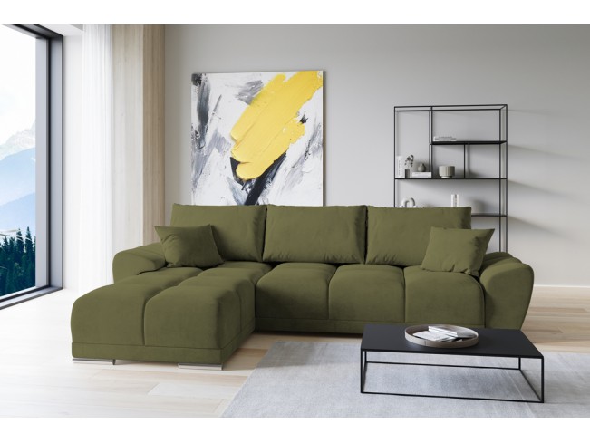 Narożnik Bego L bez funkcji spania welur Monolith 38 oliwkowy