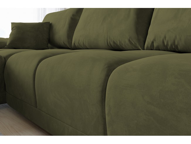 Narożnik Bego L bez funkcji spania welur Monolith 38 oliwkowy