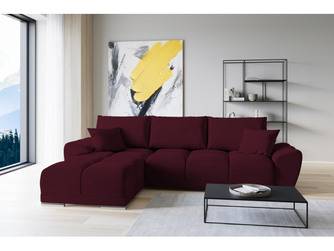 Narożnik Bego L bez funkcji spania welur Monolith 69 bordowy