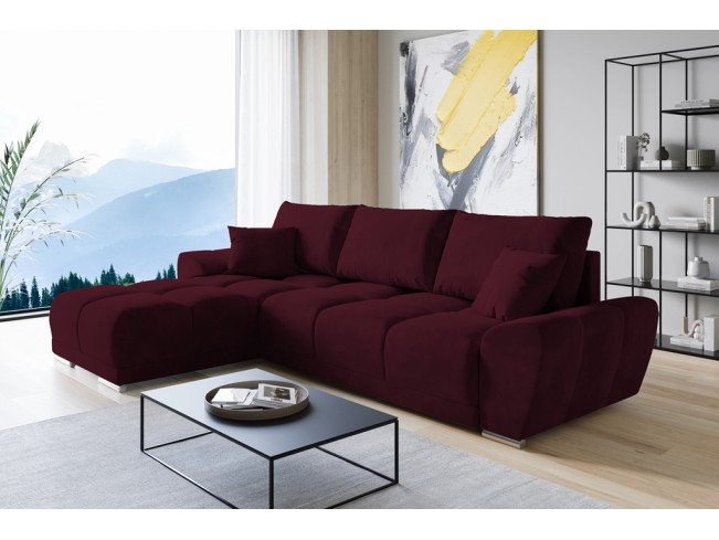 Narożnik Bego L bez funkcji spania welur Monolith 69 bordowy