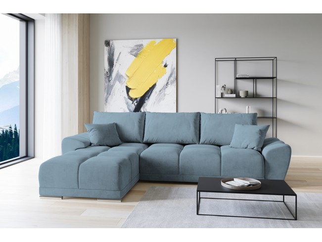 Narożnik Bego L bez funkcji spania welur Monolith 72 błękitny