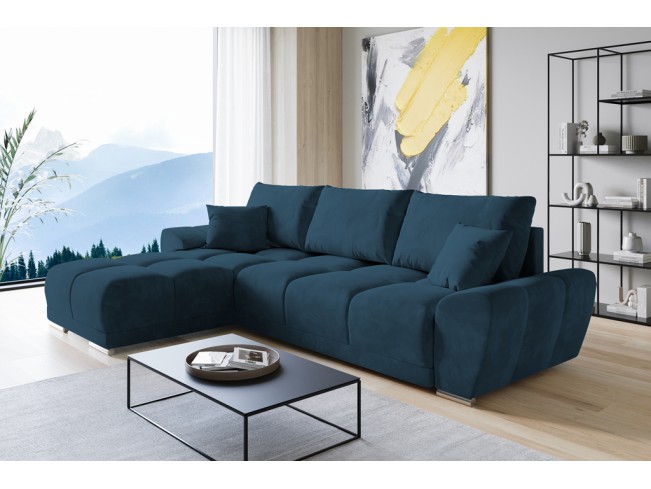 Narożnik Bego L bez funkcji spania welur Monolith 76 lazurowy