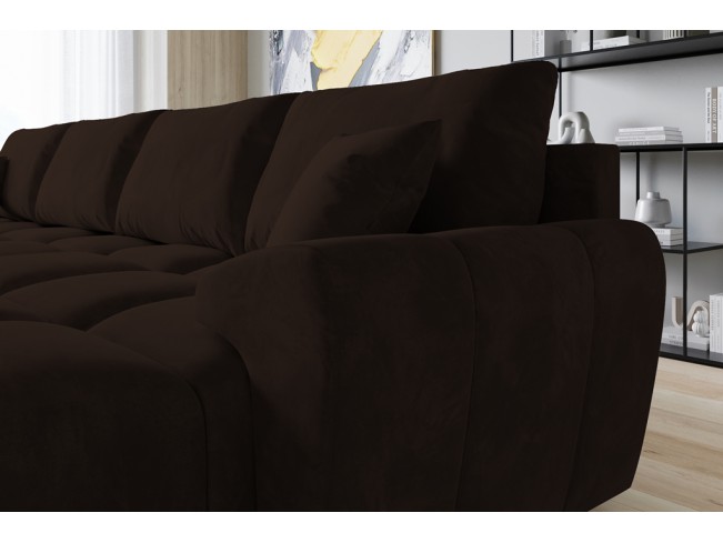 Narożnik Bego U z funkcją spania welur Monolith 29 ciemny brąz