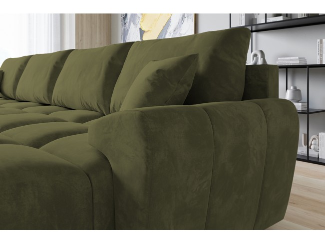 Narożnik Bego U bez funkcji spania welur Monolith 38 oliwkowy