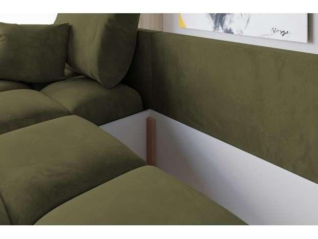 Narożnik Bego U z funkcją spania welur Monolith 38 oliwkowy