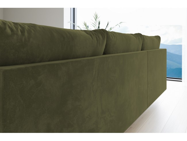 Narożnik Bego U z funkcją spania welur Monolith 38 oliwkowy