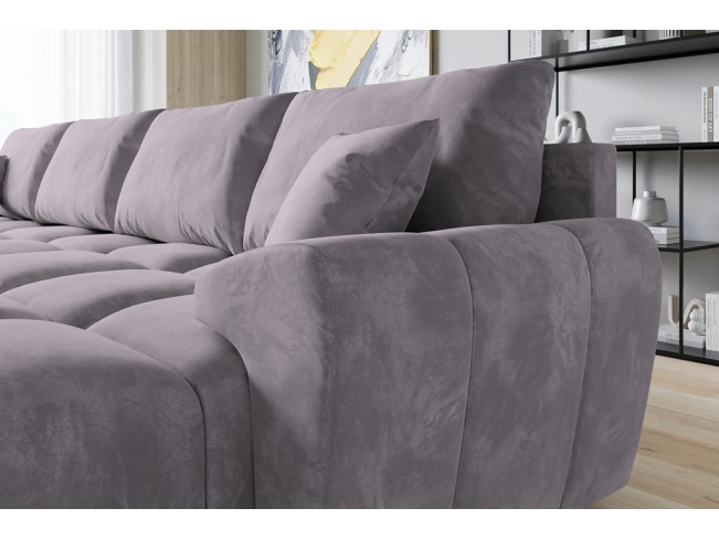 Narożnik Bego U z funkcją spania welur Monolith 62 wrzosowy