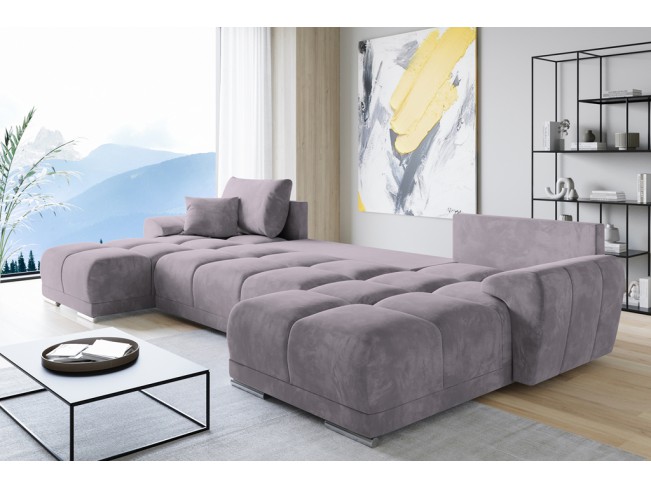 Narożnik Bego U z funkcją spania welur Monolith 62 wrzosowy