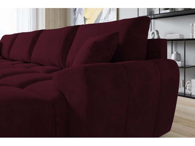 Narożnik Bego U z funkcją spania welur Monolith 69 bordowy