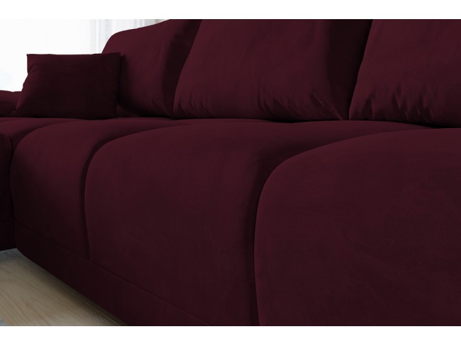 Narożnik Bego U z funkcją spania welur Monolith 69 bordowy