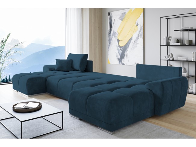 Narożnik Bego U z funkcją spania welur Monolith 76 lazurowy