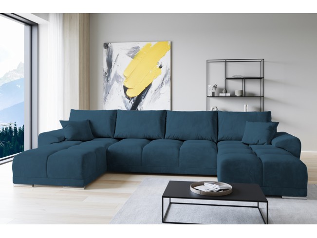 Narożnik Bego U z funkcją spania welur Monolith 76 lazurowy