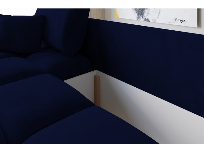 Zbliżenie siedziska i poduszek narożnika Bego U - tkanina welurowa Monolith 79