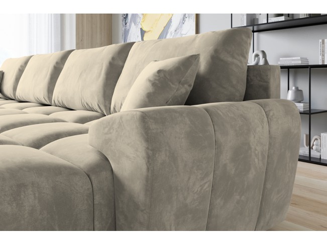 Narożnik Bego U bez funkcji spania welur Monolith 04 beżowy