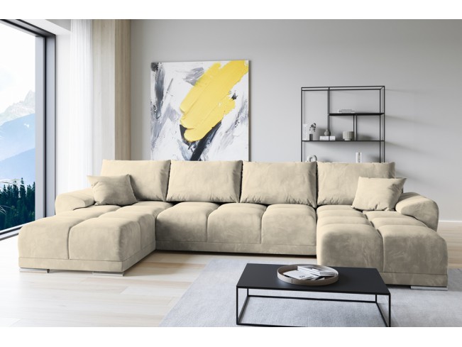 Narożnik Bego U bez funkcji spania welur Monolith 04 beżowy