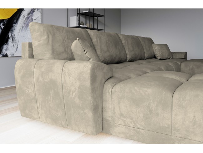 Narożnik Bego U z funkcją spania welur Monolith 04 beżowy