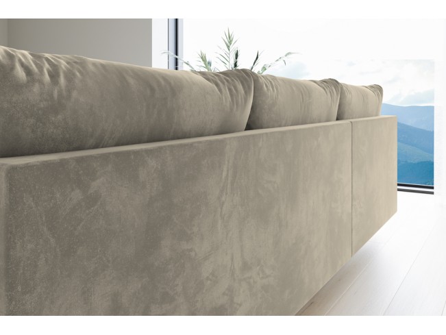 Narożnik Bego U z funkcją spania welur Monolith 04 beżowy