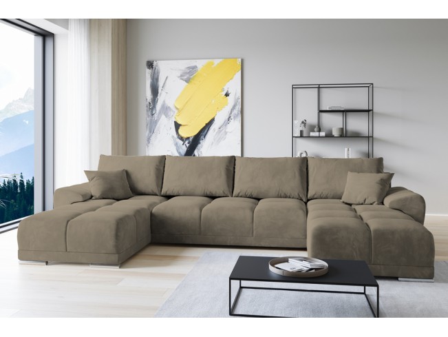 Narożnik Bego U bez funkcji spania welur Monolith 09 jasny brąz