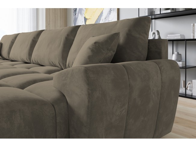 Narożnik Bego U z funkcją spania welur Monolith 09 jasny brąz