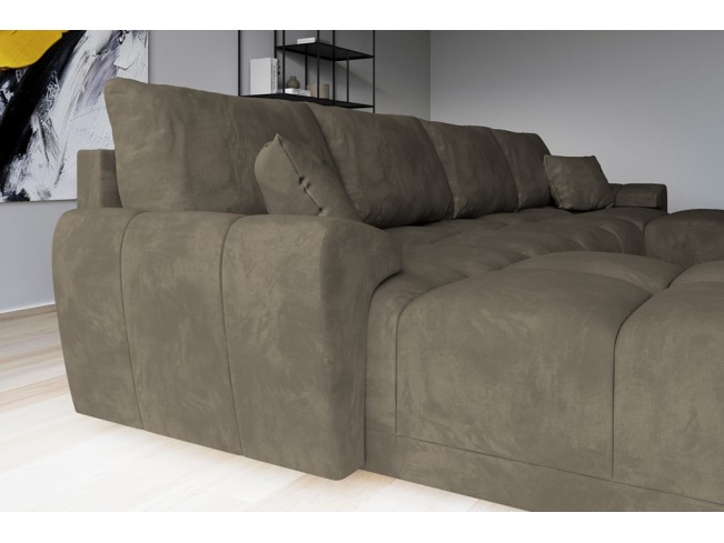 Narożnik Bego U z funkcją spania welur Monolith 09 jasny brąz