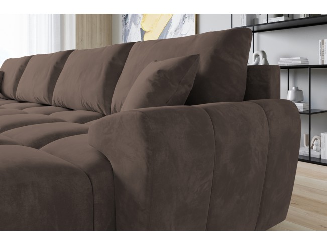 Narożnik Bego U bez funkcji spania welur Monolith 15 mleczna czekolada