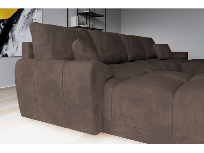 Narożnik Bego U z funkcją spania welur Monolith 15 mleczna czekolada