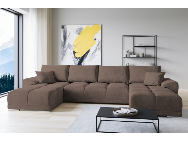 Narożnik Bego U z funkcją spania welur Monolith 15 mleczna czekolada