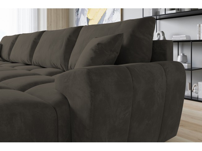 Narożnik Bego U bez funkcji spania welur Monolith 20 szary-brąz