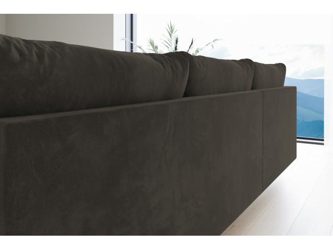 Narożnik Bego U bez funkcji spania welur Monolith 20 szary-brąz