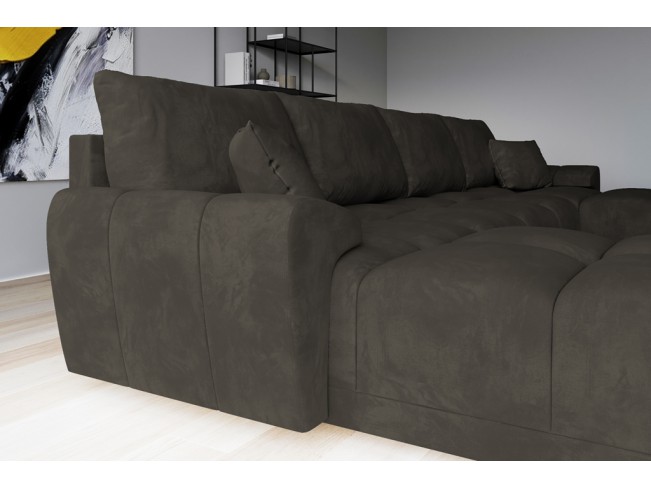 Narożnik Bego U z funkcją spania welur Monolith 20 szary-brąz