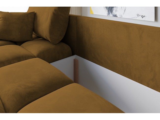 Narożnik Bego U z funkcją spania welur Monolith 48 miodowy