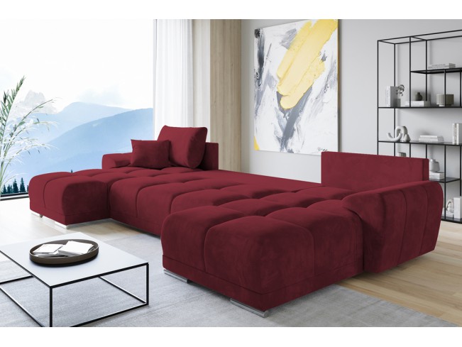 Narożnik Bego U z funkcją spania welur Monolith 59 czerwony