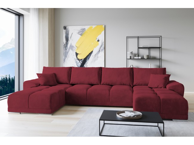 Narożnik Bego U z funkcją spania welur Monolith 59 czerwony