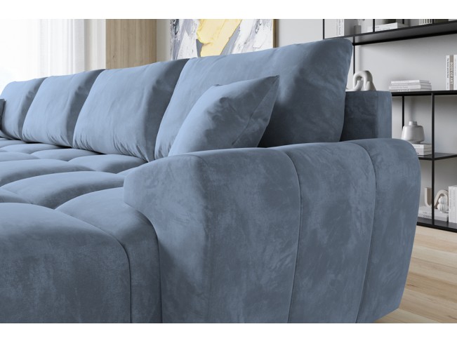 Narożnik Bego U bez funkcji spania welur Monolith 70 szaro-niebieski