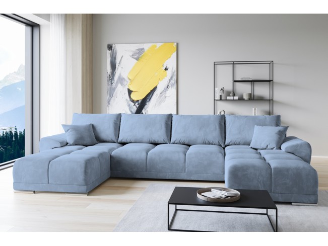 Narożnik Bego U bez funkcji spania welur Monolith 70 szaro-niebieski