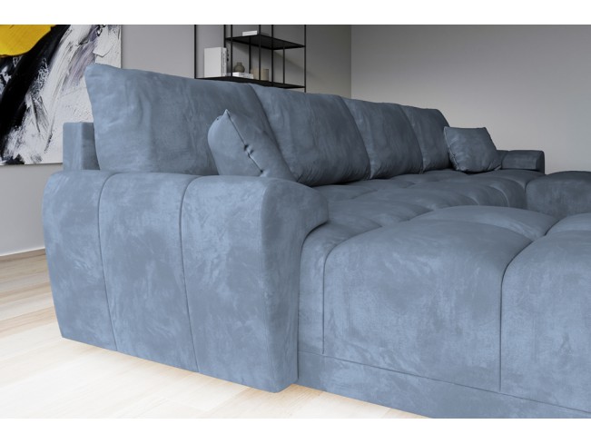 Narożnik Bego U z funkcją spania welur Monolith 70 szaro-niebieski
