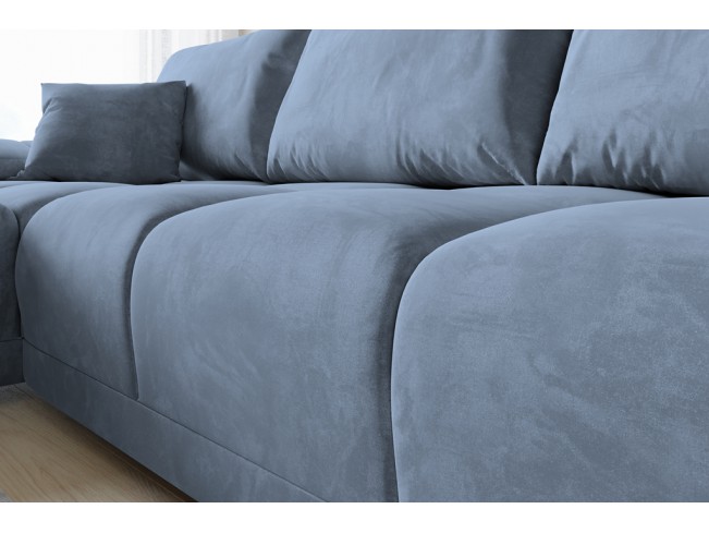 Narożnik Bego U z funkcją spania welur Monolith 70 szaro-niebieski