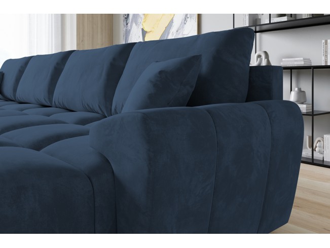 Narożnik Bego U z funkcją spania welur Monolith 77 granatowy