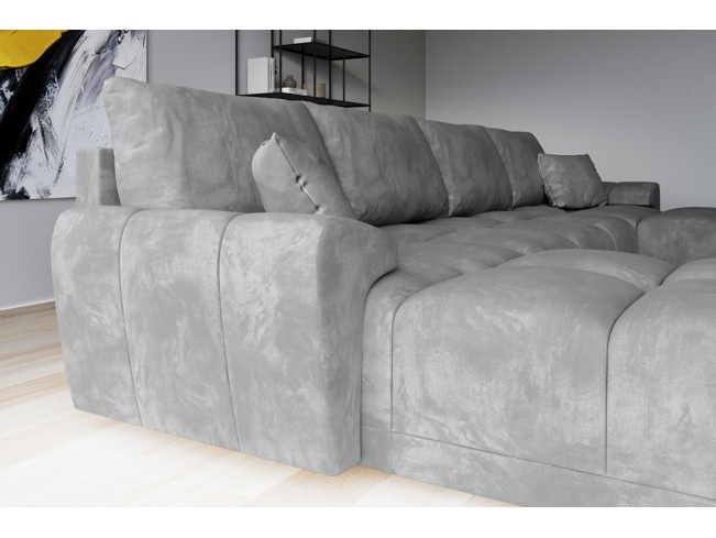 Narożnik Bego U z funkcją spania welur Monolith 84 jasny szary