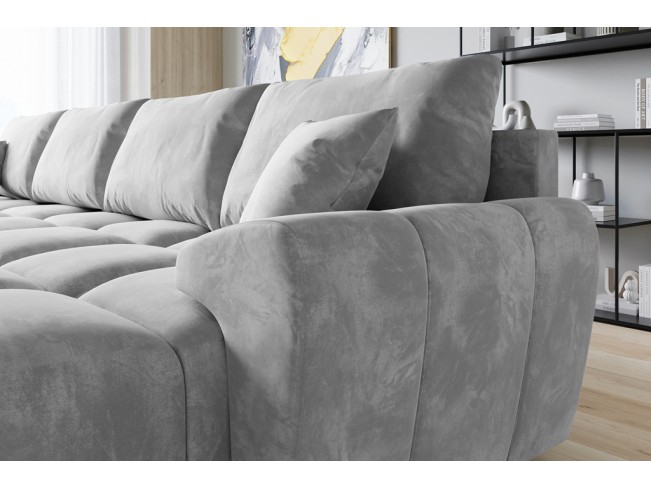 Narożnik Bego U z funkcją spania welur Monolith 84 jasny szary